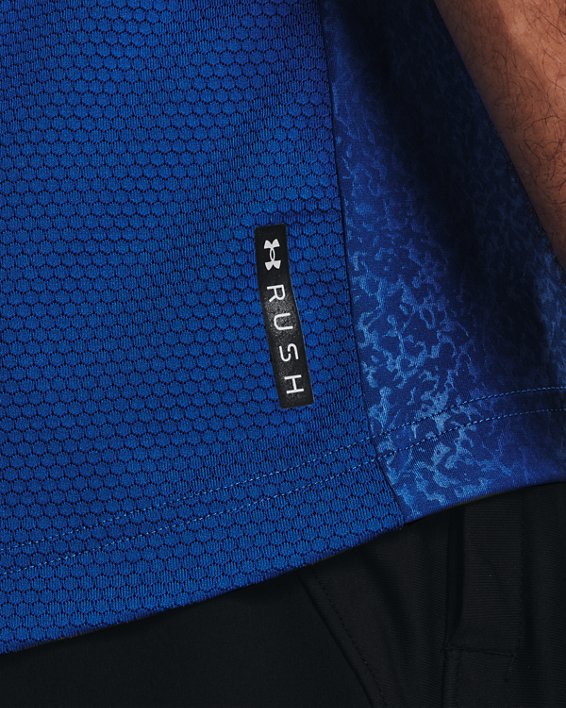 Men's UA RUSH™ HeatGear® 2.0 Emboss Short Sleeve, Blue, pdpMainDesktop image number 4